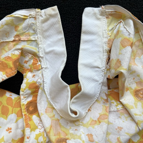 Vtg 60s Handmade Mod Hippie 2 pc Set Orange Yellow Floral Retro Approx. Small - Picture 7 of 13